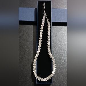 Elegant Silver Rhinestone Cubic Zerconia Adjustable Necklace